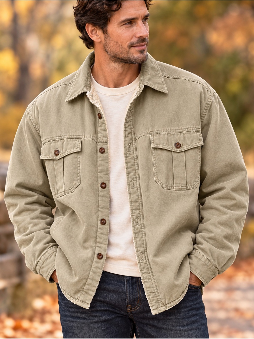 Levi's Khaki Sherpa-Lined Jacket XL - Picture 8 of 8